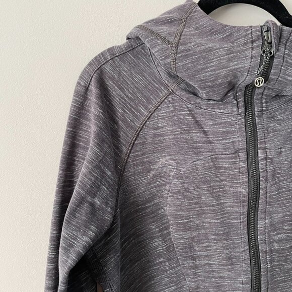 Lululemon Activewear Jacket Full Zip Hooded Stretch Thumbholes Gray Black 6 - Picture 4 of 9
